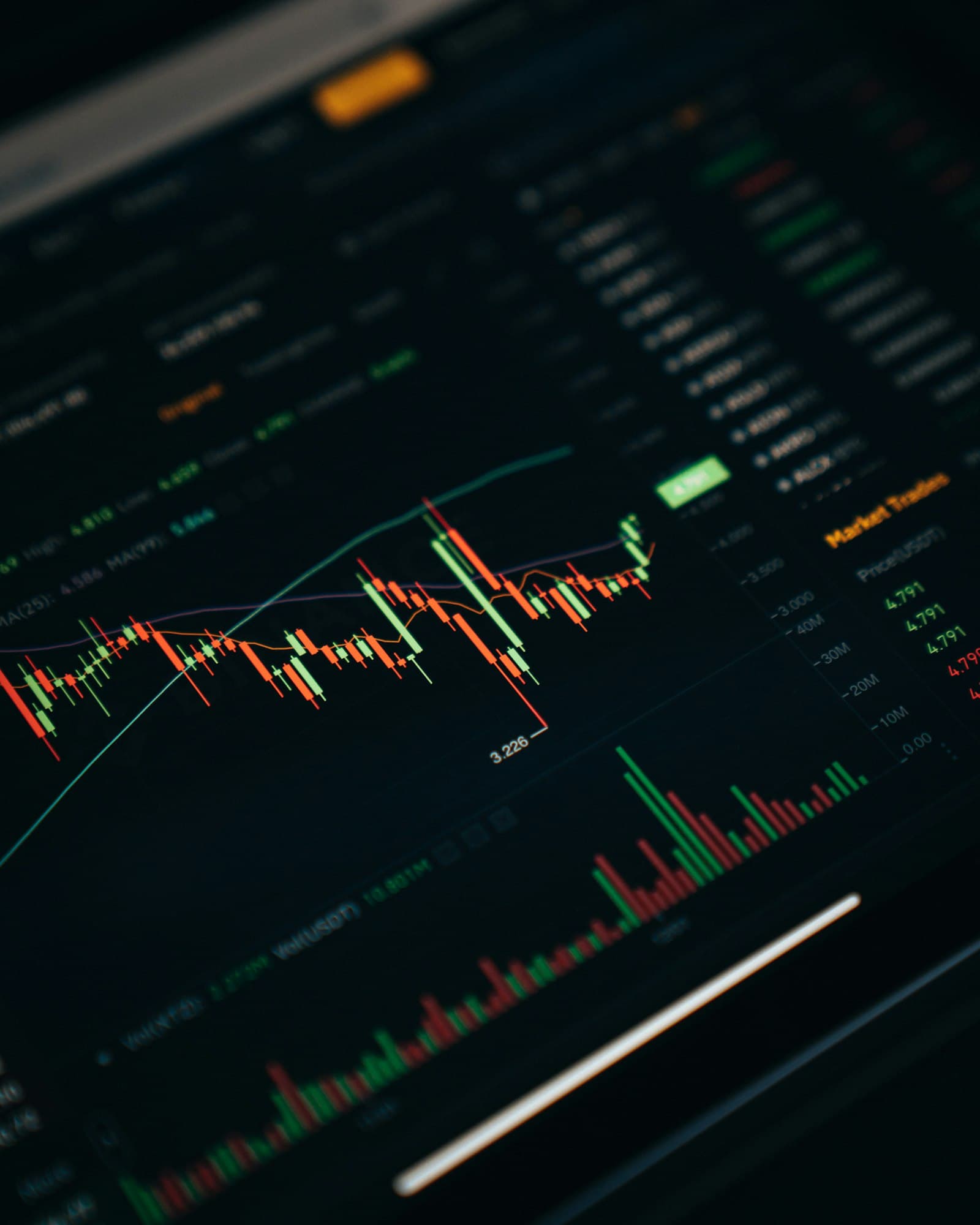 Graphique financier détaillé affiché sur un écran, analyse et prévision.